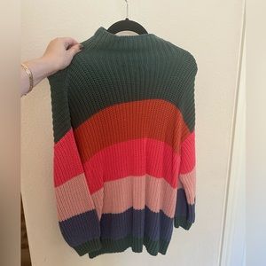 Striped mock neck sweater